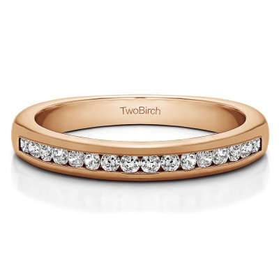 0.2 Carat Sixteen Stone Channel Set Wedding Ring in Rose Gold