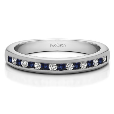 0.2 Carat Sapphire and Diamond Sixteen Stone Channel Set Wedding Ring