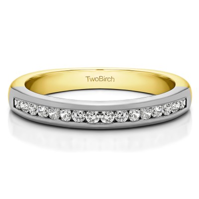 0.2 Carat Sixteen Stone Channel Set Wedding Ring in Two Tone Gold
