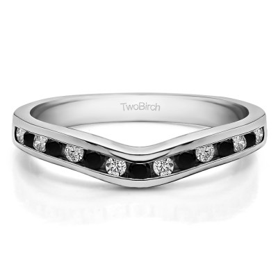 0.33 Ct. Black and White Round Twelve Stone Curved Wedding Tracer Ring