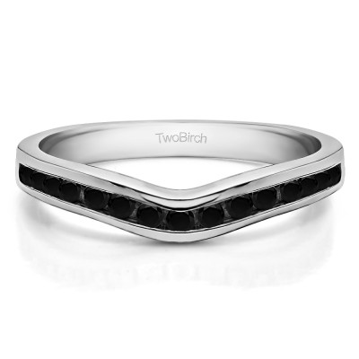 0.33 Ct. Black Round Twelve Stone Curved Wedding Tracer Ring