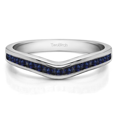 0.15 Ct. Sapphire Round Twelve Stone Curved Wedding Tracer Ring