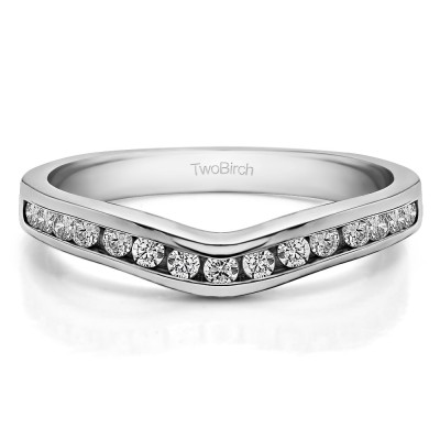 0.15 Ct. Round Twelve Stone Curved Wedding Tracer Ring With Cubic Zirconia Mounted in Sterling Silver.(Size 13)