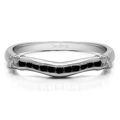 0.15 Ct. Black Eleven Stone Channel Raised Bar Curved Band