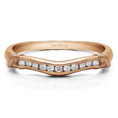 0.15 Ct. Eleven Stone Channel Raised Bar Curved Band in Rose Gold