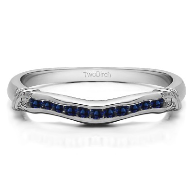 0.15 Ct. Sapphire Eleven Stone Channel Raised Bar Curved Band
