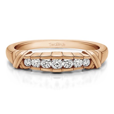 0.23 Carat Seven Stone Channel Set Cross Wedding Ring  in Rose Gold