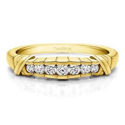 0.23 Carat Seven Stone Channel Set Cross Wedding Ring  in Yellow Gold