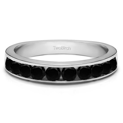 0.25 Carat Black 10 Stone Straight Channel Set Wedding Ring