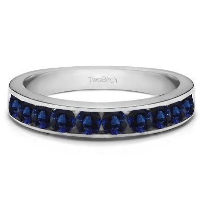 0.75 Carat Sapphire 10 Stone Straight Channel Set Wedding Ring