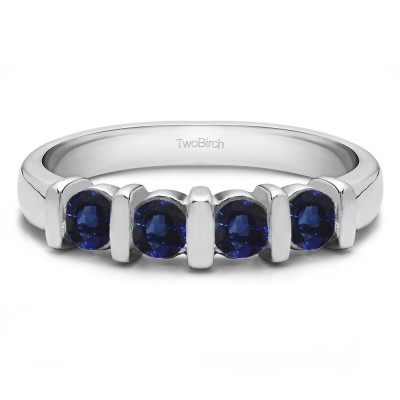0.5 Carat Sapphire Four Stone Bar Set Wedding Ring
