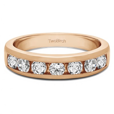 1 Carat Seven Stone Straight Channel Set Wedding Ring  in Rose Gold