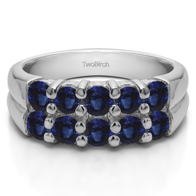 0.48 Carat Sapphire Double Row Shared Prong Ten Stone Anniversary Band