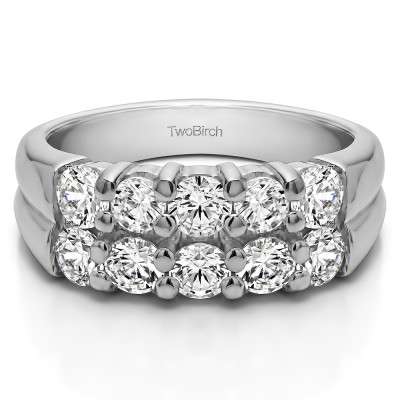 0.98 Carat Double Row Shared Prong Ten Stone Anniversary Band