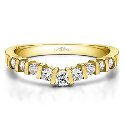 0.43 Ct. Nine Stone Bar Set Shadow Band in Yellow Gold