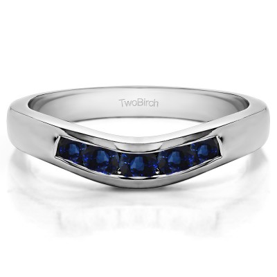 0.41 Ct. Sapphire Five Channel Set Stone Curved Wedding Ring Guard