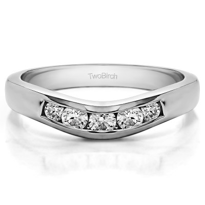 0.41 Ct. Five Channel Set Stone Curved Wedding Ring Guard
