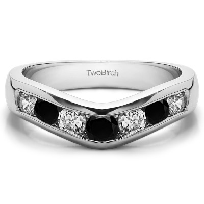 0.44 Ct. Black and White Traditional Style Contour Wedding Band