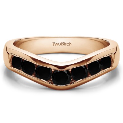 0.44 Ct. Black Traditional Style Contour Wedding Band in Rose Gold