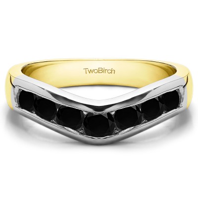 0.44 Ct. Black Traditional Style Contour Wedding Band in Two Tone Gold