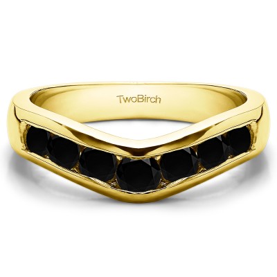 0.75 Ct. Black Traditional Style Contour Wedding Band in Yellow Gold