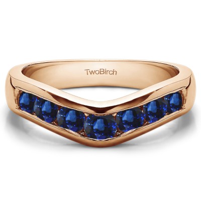 0.44 Ct. Sapphire Traditional Style Contour Wedding Band in Rose Gold