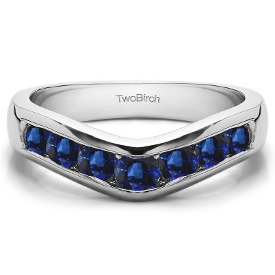 0.75 Ct. Sapphire Traditional Style Contour Wedding Band