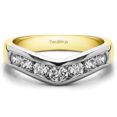 0.75 Ct. Traditional Style Contour Wedding Band in Two Tone Gold
