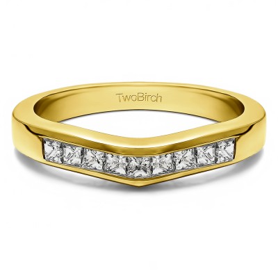 0.5 Ct. Nine Princess Channel Set Contoured Tracer Band in Yellow Gold