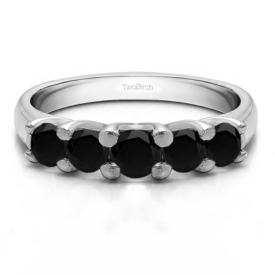 0.48 Carat Black Five Stone Trellis Set Wedding Ring