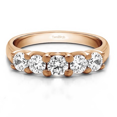 0.48 Carat Five Stone Trellis Set Wedding Ring in Rose Gold