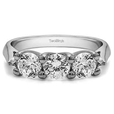 0.99 Carat Three Stone Trellis Wedding Ring