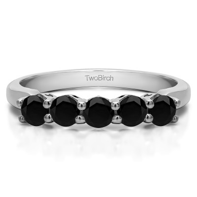 0.5 Carat Black Five Stone Shared Prong with Designed Profile Wedding Ring