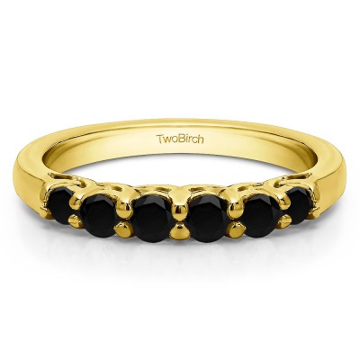 0.5 Carat Black Five Stone Common Prong Basket Set Wedding Ring  in Yellow Gold