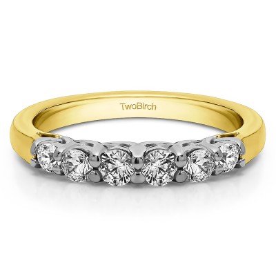 0.74 Carat Five Stone Common Prong Basket Set Wedding Ring  in Two Tone Gold