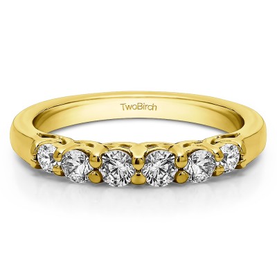 0.74 Carat Five Stone Common Prong Basket Set Wedding Ring  in Yellow Gold