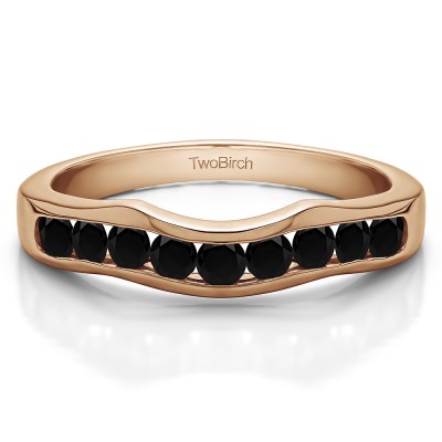 0.48 Ct. Black Eight Round Stone Channel Contour Wedding Band in Rose Gold