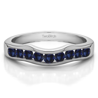 0.48 Ct. Sapphire Eight Round Stone Channel Contour Wedding Band