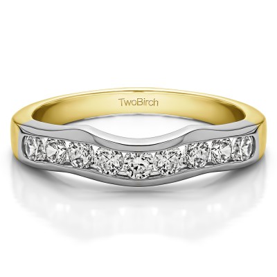 0.48 Ct. Eight Round Stone Channel Contour Wedding Band in Two Tone Gold