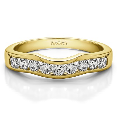 0.48 Ct. Eight Round Stone Channel Contour Wedding Band in Yellow Gold