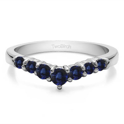 0.5 Ct. Sapphire Seven Stone Shared Prong Gradudated Contour Wedding Ring