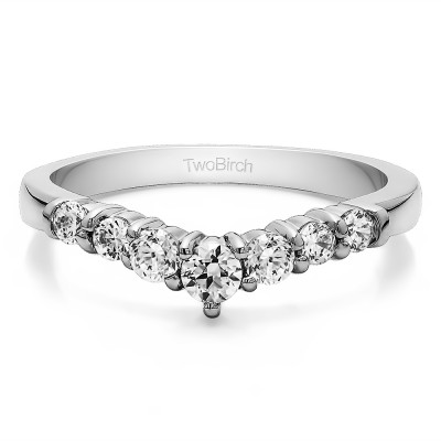 0.35 Ct. Seven Stone Shared Prong graduated Contour Wedding Ring