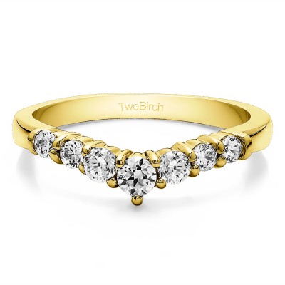 0.5 Ct. Seven Stone Shared Prong graduated Contour Wedding Ring in Yellow Gold