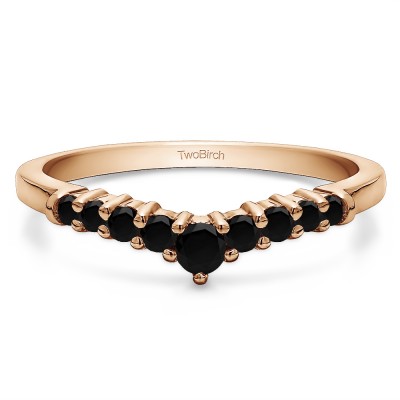 0.32 Ct. Black Nine Stone Graduated Curved Band in Rose Gold