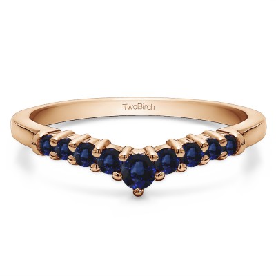0.32 Ct. Sapphire Nine Stone Graduated Curved Band in Rose Gold