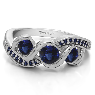 0.5 Carat Sapphire Twirl Set Three Stone Anniversary Wedding Ring