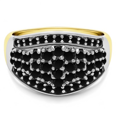 1 Carat Black Wide Domed Anniversary Band  in Two Tone Gold