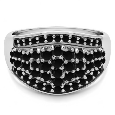 1 Carat Black Wide Domed Anniversary Band