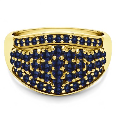 1 Carat Sapphire Wide Domed Anniversary Band  in Yellow Gold