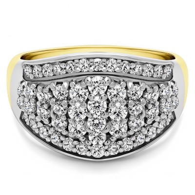 1 Carat Wide Domed Anniversary Band  in Two Tone Gold